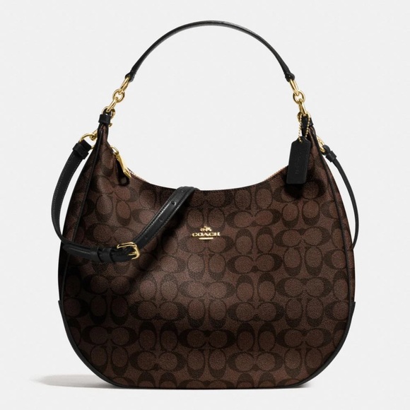 Coach Brown Hobo Bag with Signature Design - Picture 1 of 11